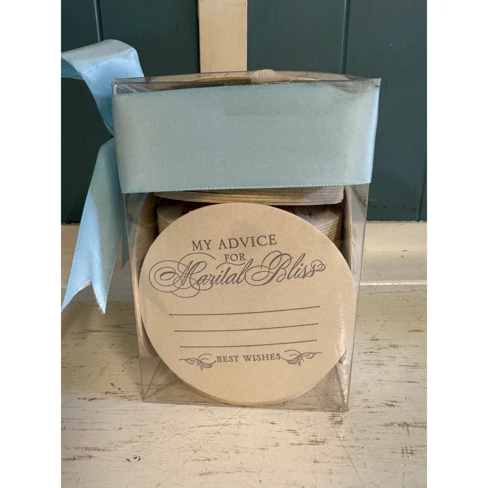 Wedding Advice Letterpress Coasters Set for Bride Groom Marital Bliss  Gift Box